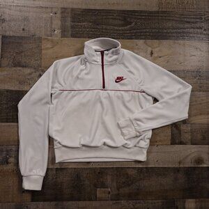 Nike Cropped Velour Half-Zip Sweatshirt‎ Women’s XS White/Red